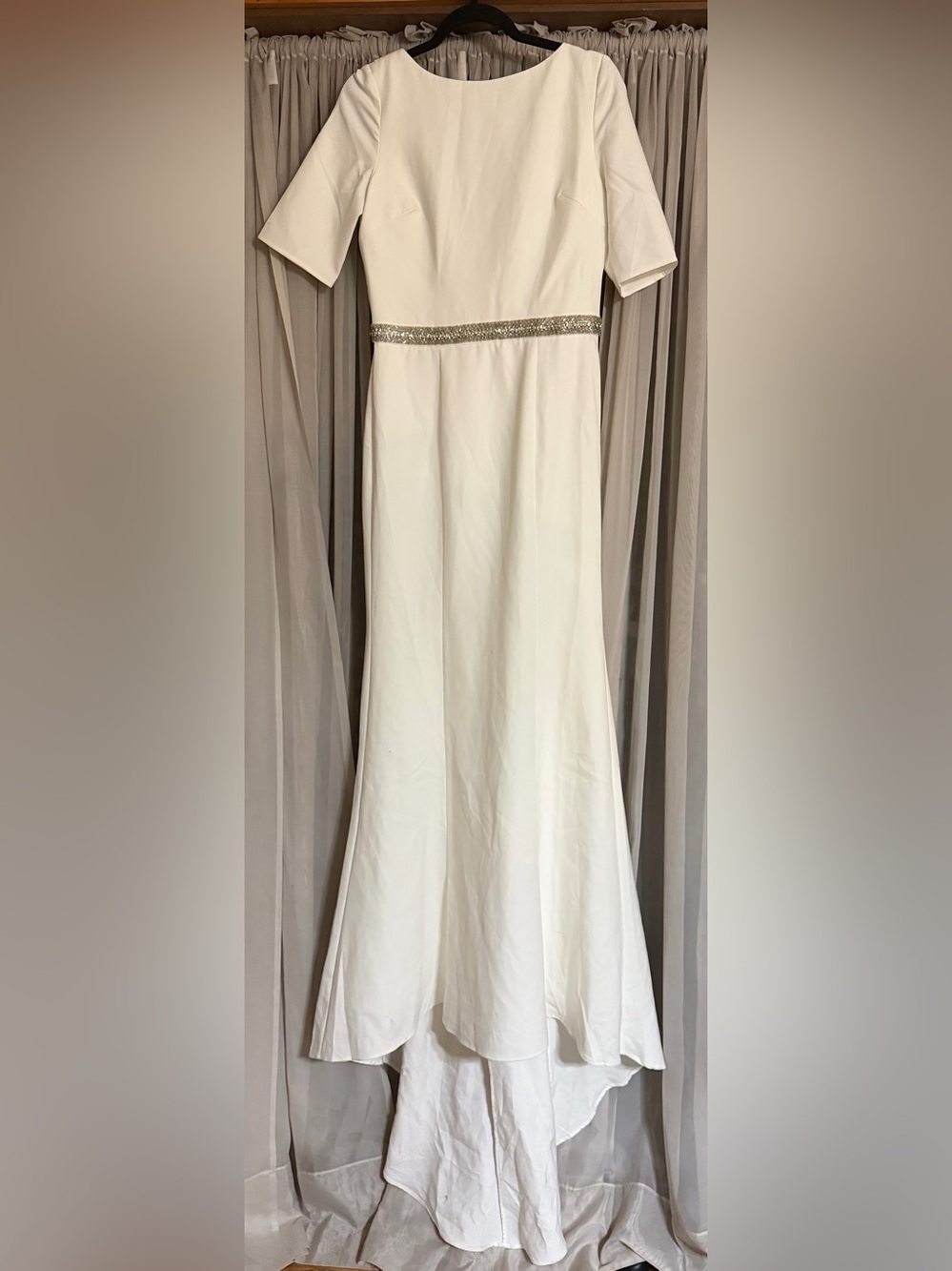 Chi Chi London White Bridal-Style Gown with Beaded Waist and Scoop Back